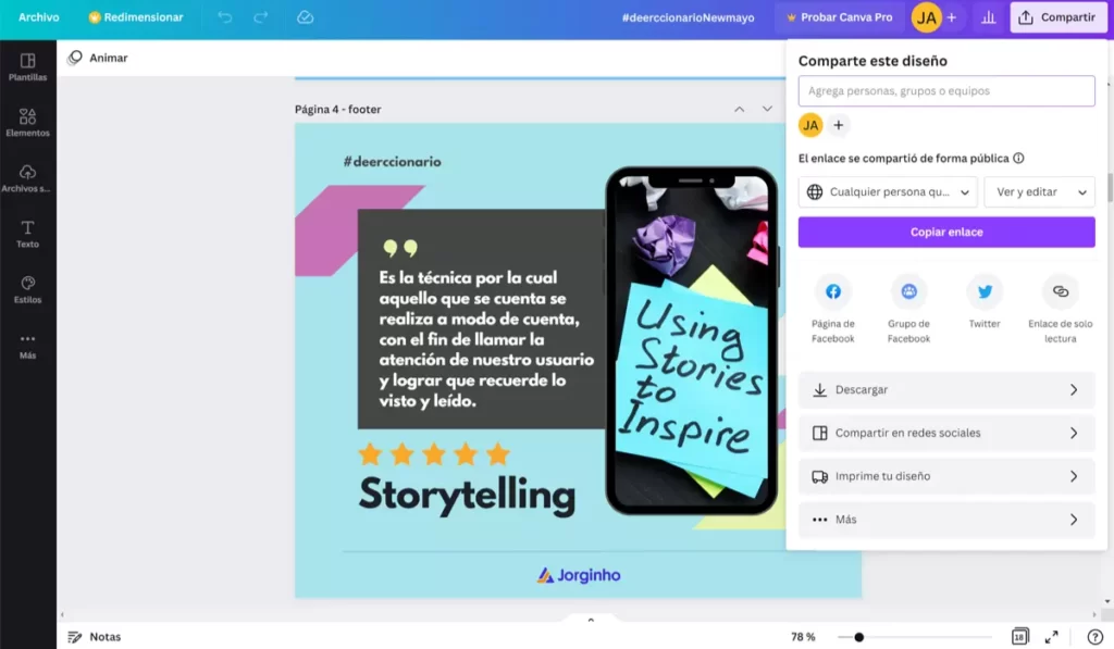 Compartir y exportar un diseño en Canva